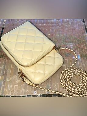 G by Giuliano new small yellow quilted leather crossbody built in wallet